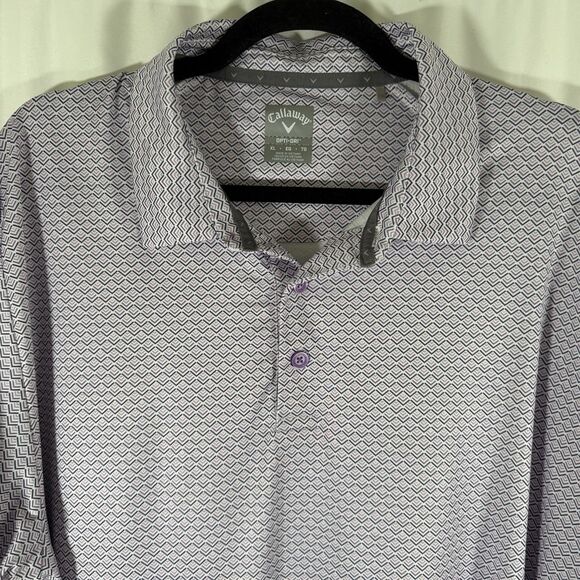 Callaway Golf Polo Men's XL Purple Print Short Sleeve Opti Dri Collared - Picture 5 of 11
